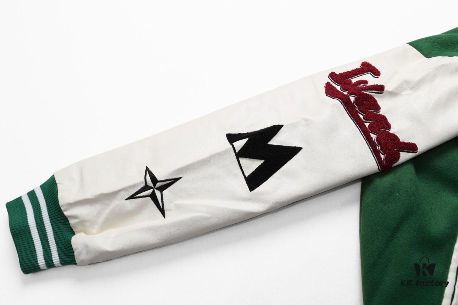 Stone Island 24FW Premium Leather-Patched Baseball Jacket with Embroidered Logo