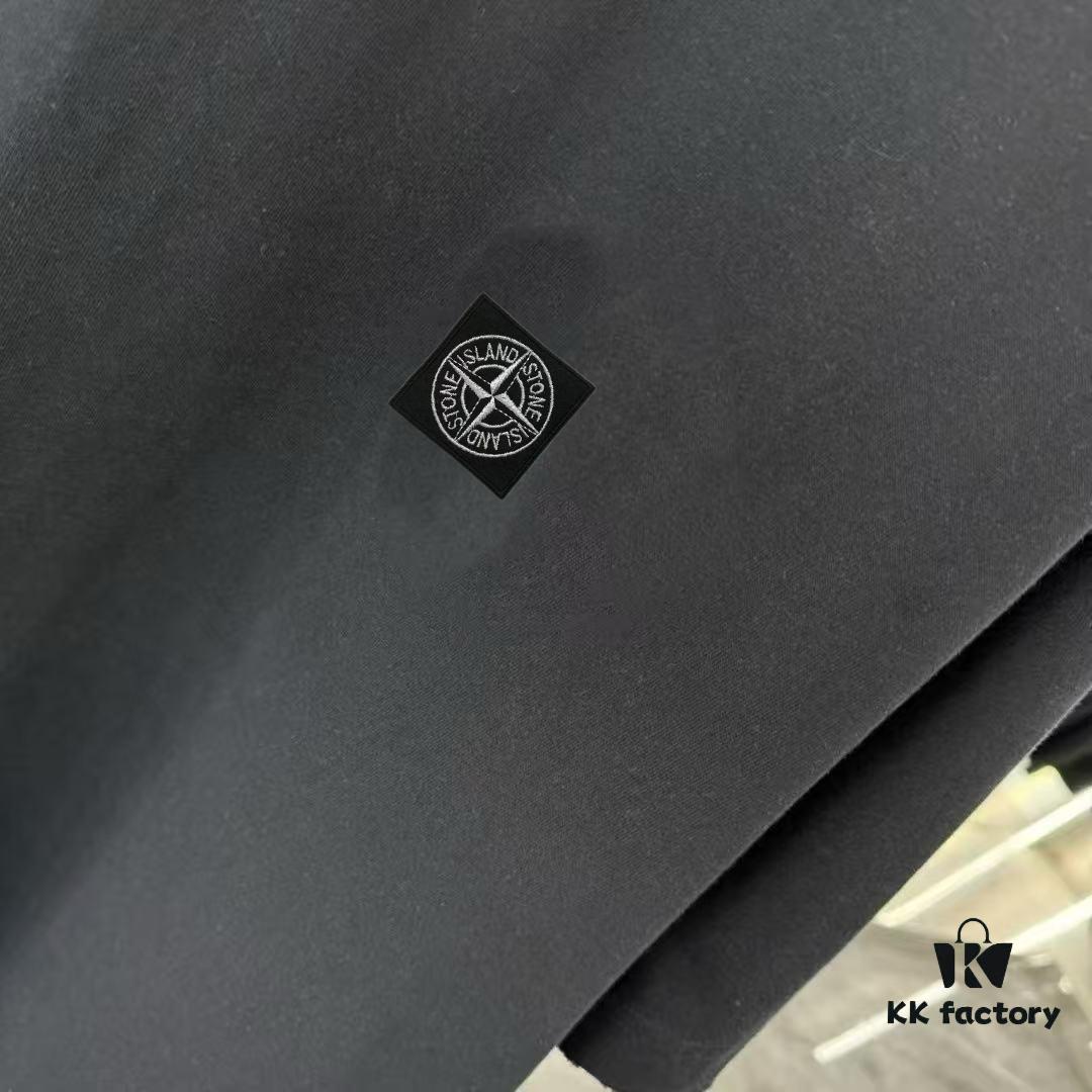 Stone Island 2025 Spring Collection Short Sleeve T-Shirt with Hand-Customized Logo on Chest, Pure Cotton Fabric, 260g Same-Dye-Batch Material, OS Drop-Shoulder Fit