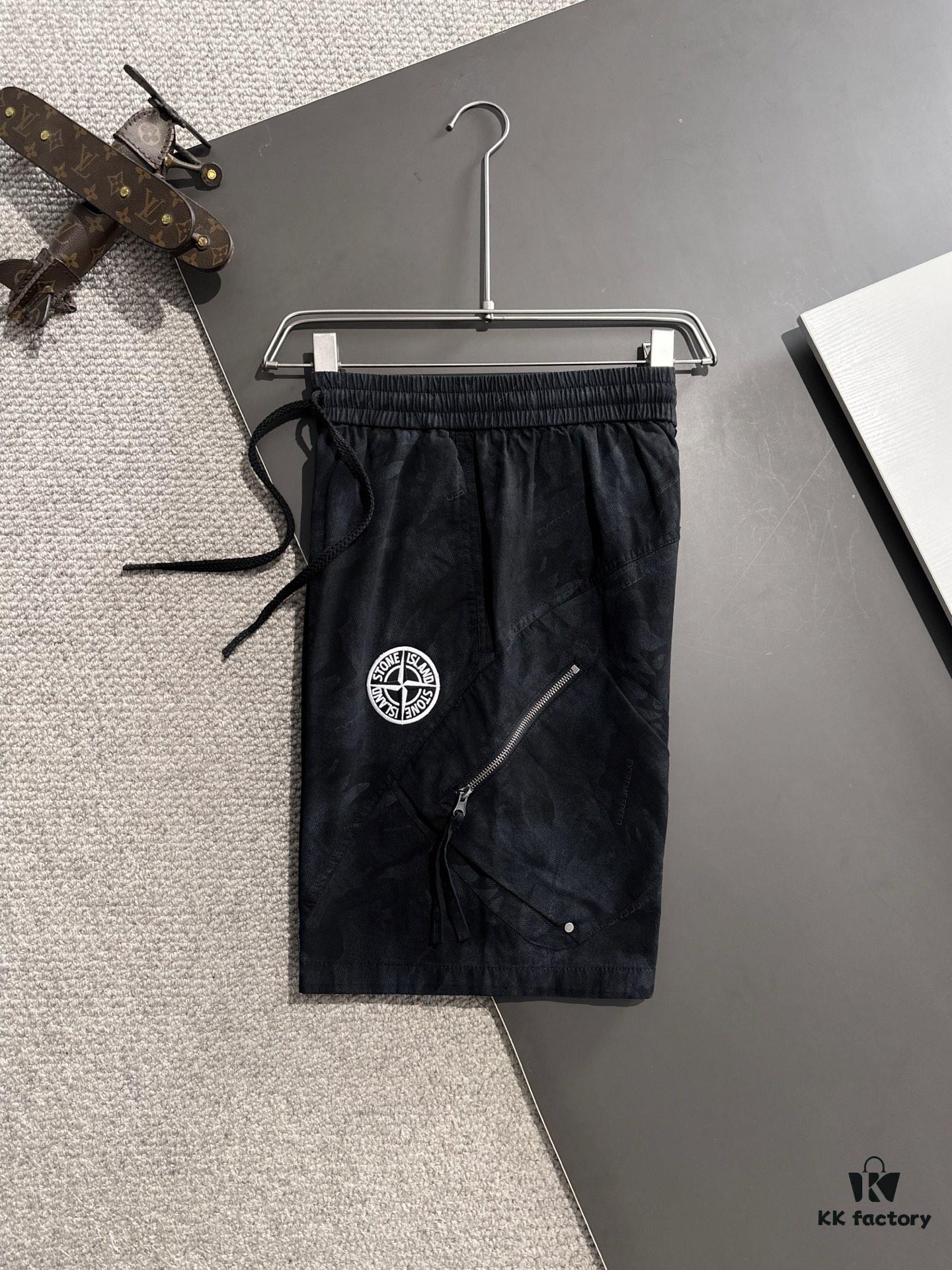 High-End Stone Island 2025 Spring/Summer New Casual Drawstring Shorts, Premium Counter Custom Fabric, Breathable and Comfortable, Exquisite Details, Brand Design Concept, High Quality, Soft and Smooth Touch