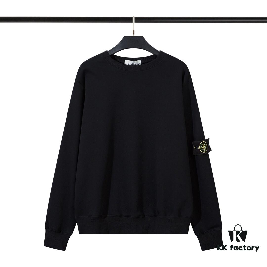 STONE ISLAND Fleece Crewneck Sweatshirt in Black, White, Military Green, Royal Blue, Heather Gray