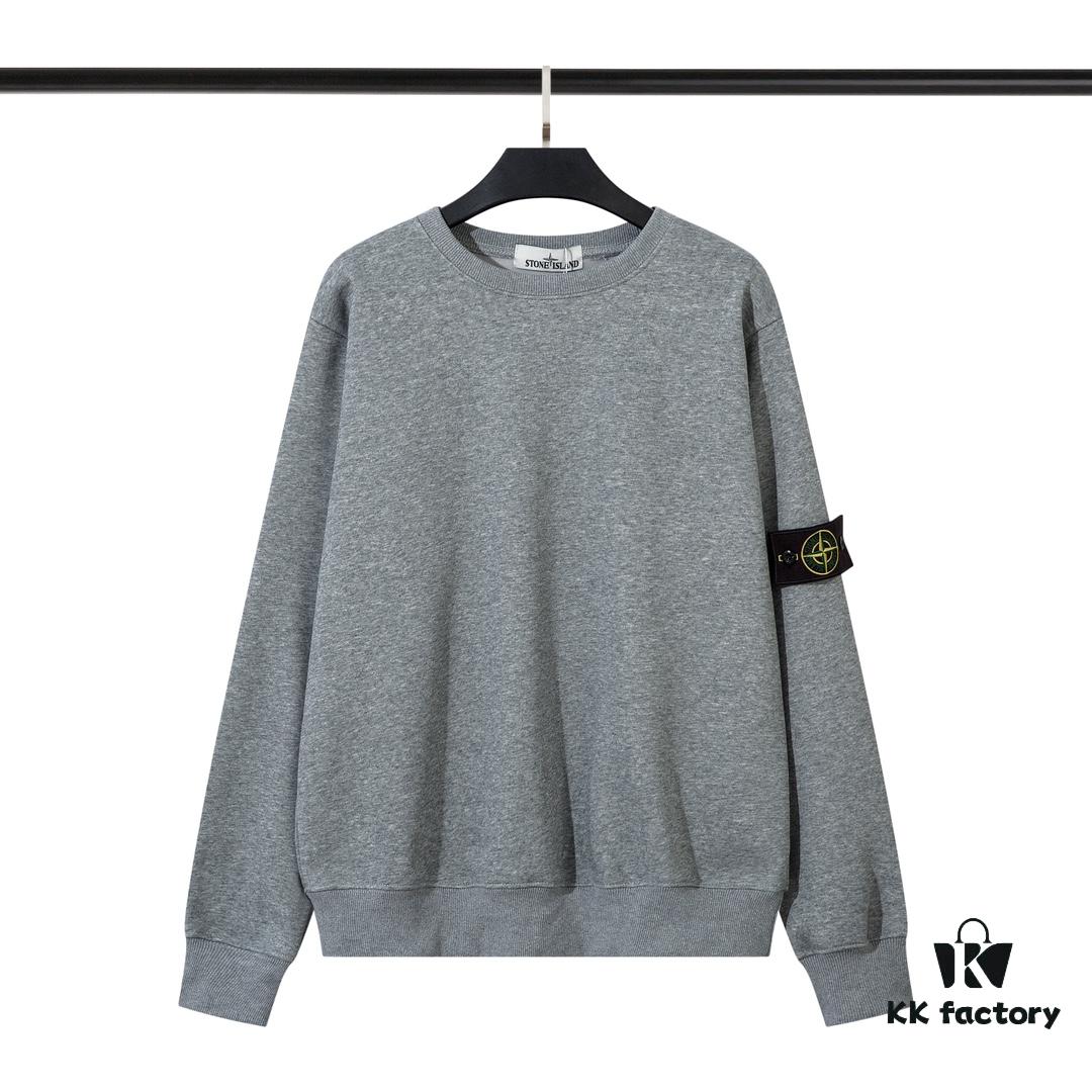 STONE ISLAND Fleece Crewneck Sweatshirt in Black, White, Military Green, Royal Blue, Heather Gray