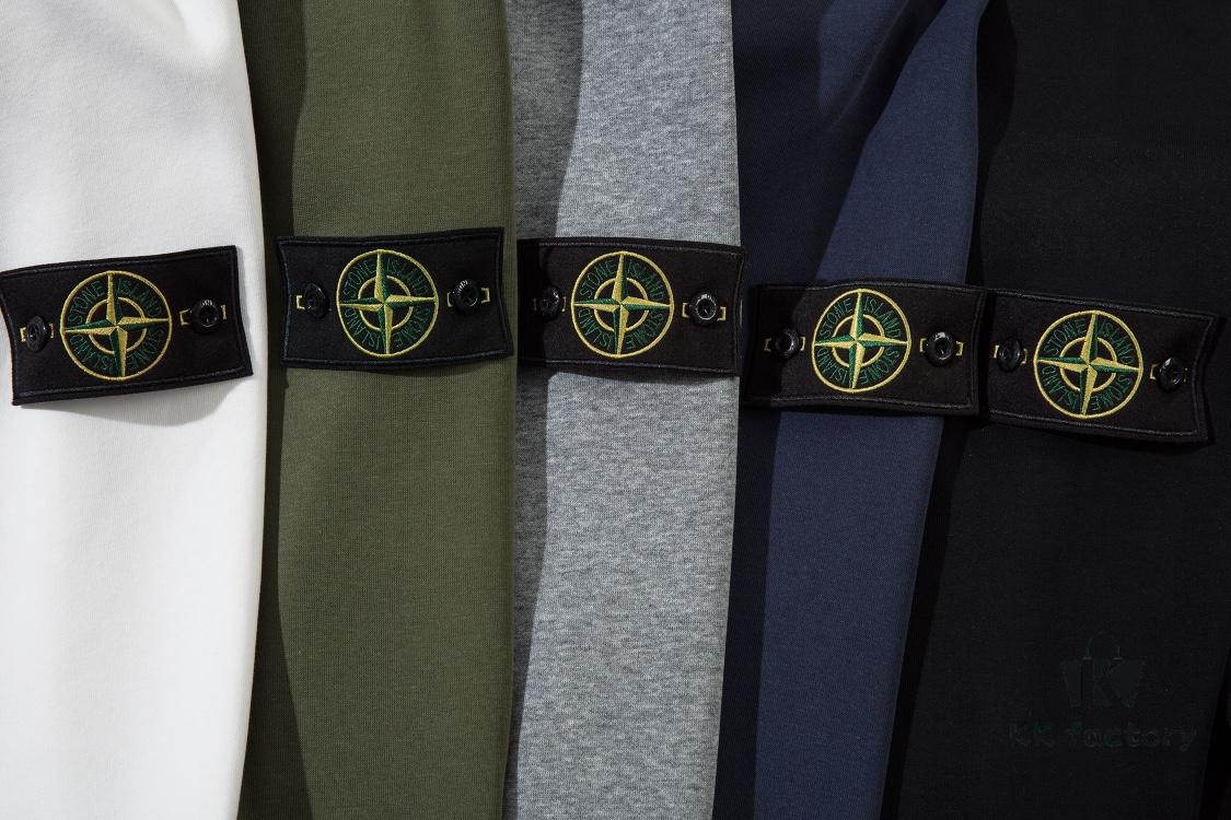STONE ISLAND Fleece Crewneck Sweatshirt in Black, White, Military Green, Royal Blue, Heather Gray