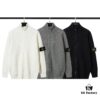 908# STONE ISLAND Knit Zip-Front Stand Collar Sweater. Black, White, Gray