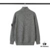 908# STONE ISLAND Knit Zip-Front Stand Collar Sweater. Black, White, Gray