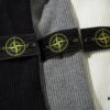 908# STONE ISLAND Knit Zip-Front Stand Collar Sweater. Black, White, Gray