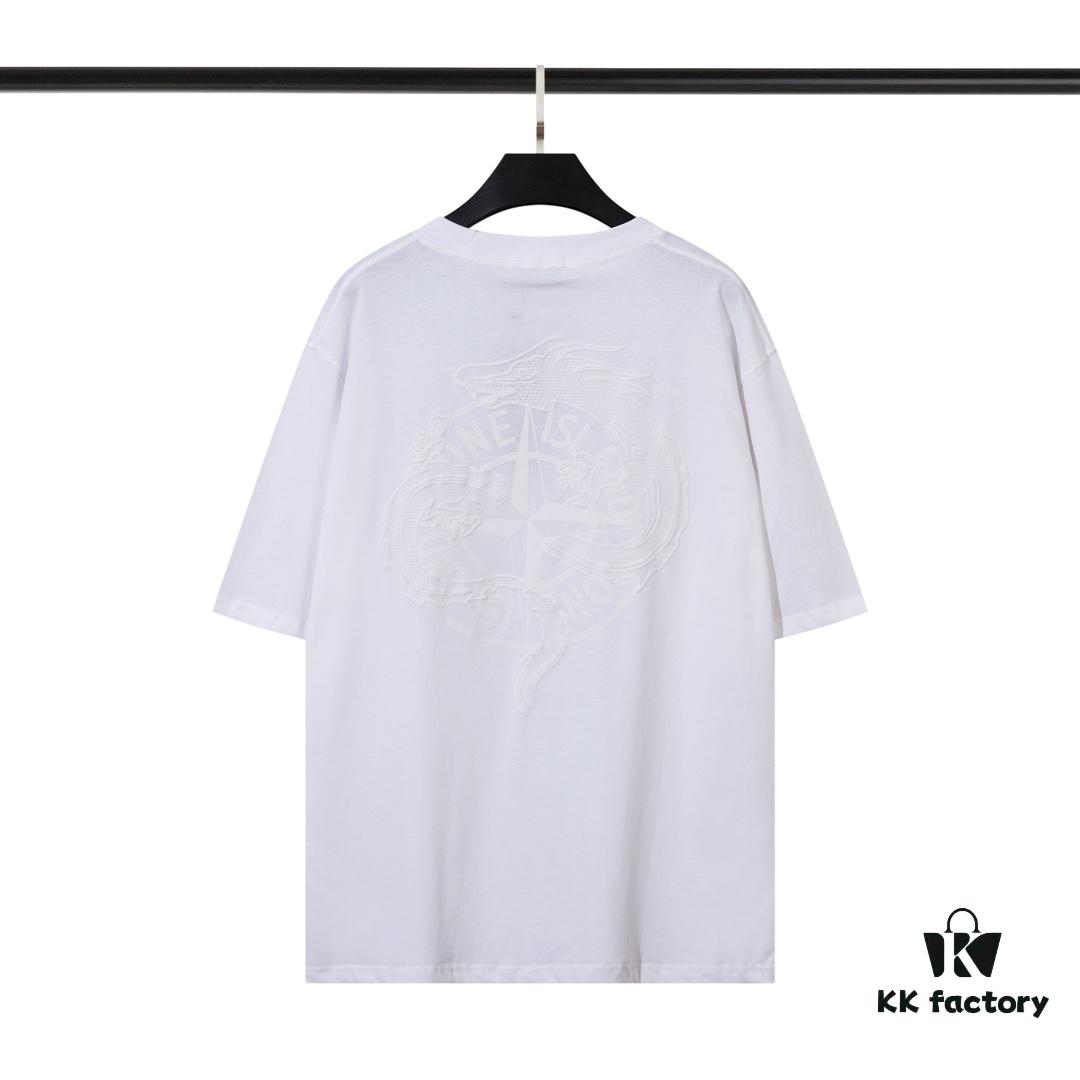 STONE ISLAND Dragon 3D Pattern T-Shirt in Black, White, and Bright Red