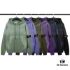 STONE ISLAND Autumn/Winter New Arrival Washed Monkey Process Hooded Sweatshirt in French Terry Fabric Black Military Green Sapphire Blue Light Green Purple Lavender M L XL XXL