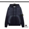 STONE ISLAND Autumn/Winter New Arrival Washed Monkey Process Hooded Sweatshirt in French Terry Fabric Black Military Green Sapphire Blue Light Green Purple Lavender M L XL XXL
