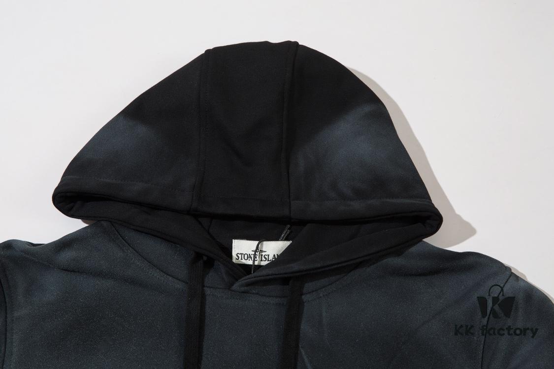 STONE ISLAND Autumn/Winter New Arrival Washed Monkey Process Hooded Sweatshirt in French Terry Fabric Black Military Green Sapphire Blue Light Green Purple Lavender M L XL XXL