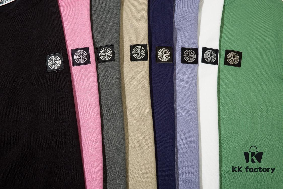 905# STONE ISLAND Embroidered Logo Crew Neck Knit Wool Long-Sleeve T-Shirt