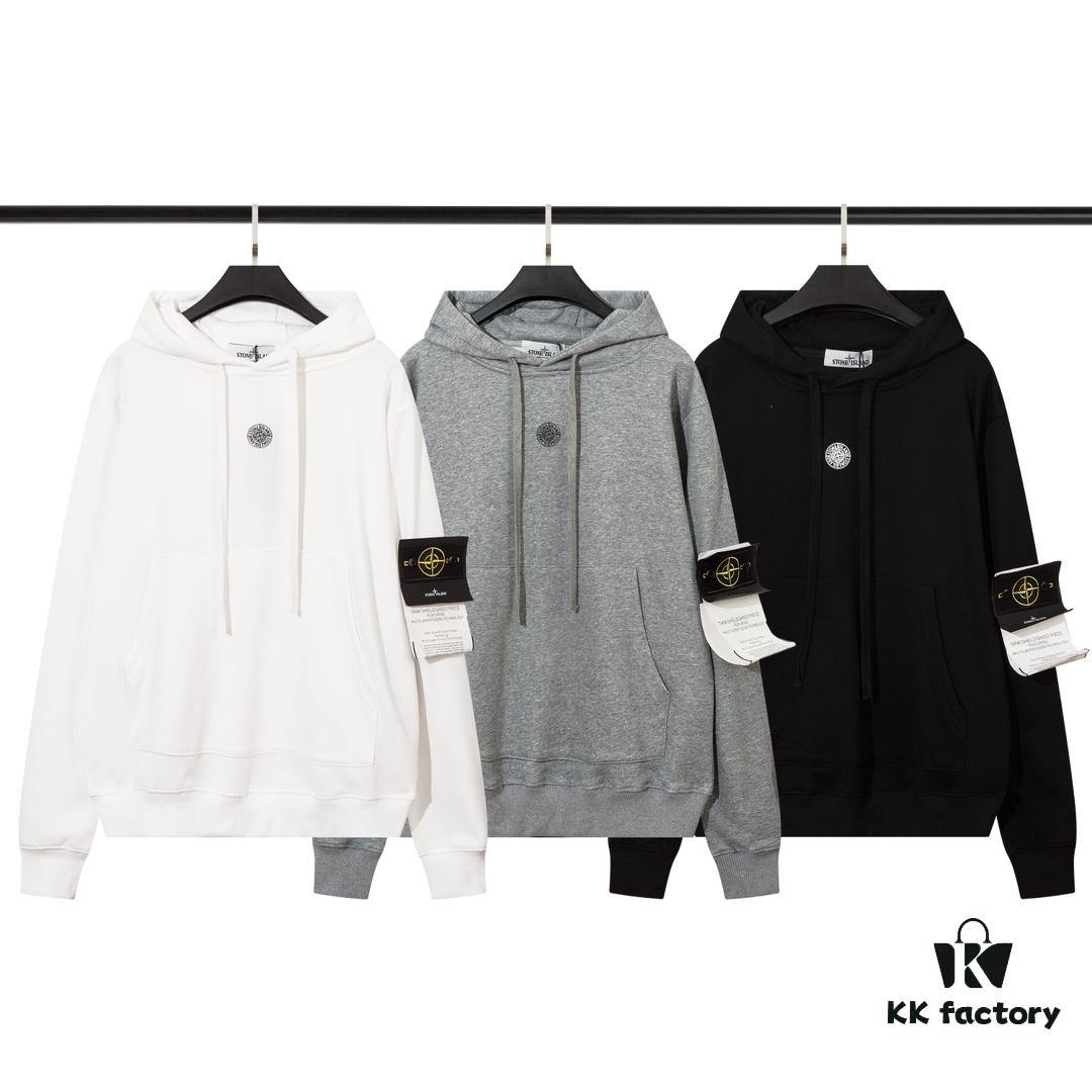 STONE ISLAND Printed Classic Hoodie in Black, Gray, White