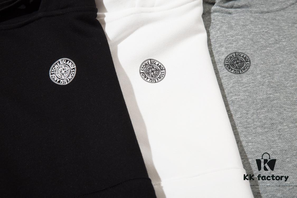 STONE ISLAND Printed Classic Hoodie in Black, Gray, White