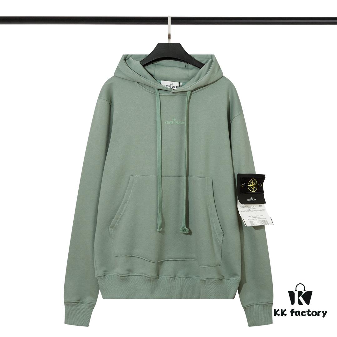 STONE ISLAND Letter Embroidered Reflective Star Hoodie in Black, White, Green