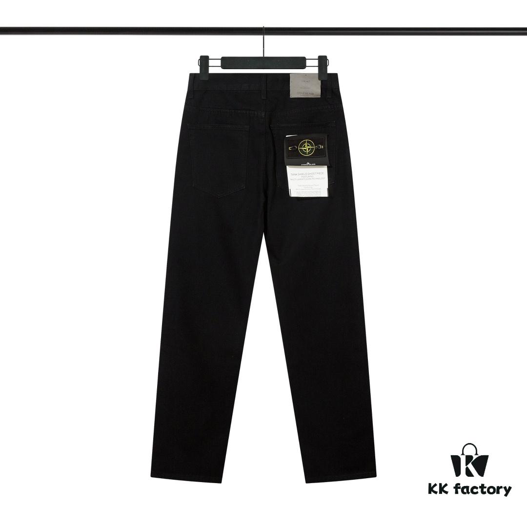STONE ISLAND Washed Loose Fit Jeans in Black
