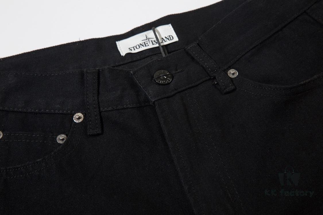 STONE ISLAND Washed Loose Fit Jeans in Black