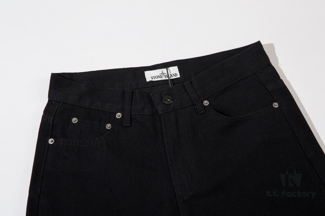 STONE ISLAND Washed Loose Fit Jeans in Black