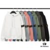 STONE ISLAND Autumn-Winter New Fleece-Lined Hooded Sweatshirt in Black, White, Light Green, Light Blue, Light Pink, Heather Gray, Brownish Gray