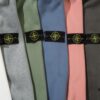 STONE ISLAND Autumn-Winter New Fleece-Lined Hooded Sweatshirt in Black, White, Light Green, Light Blue, Light Pink, Heather Gray, Brownish Gray