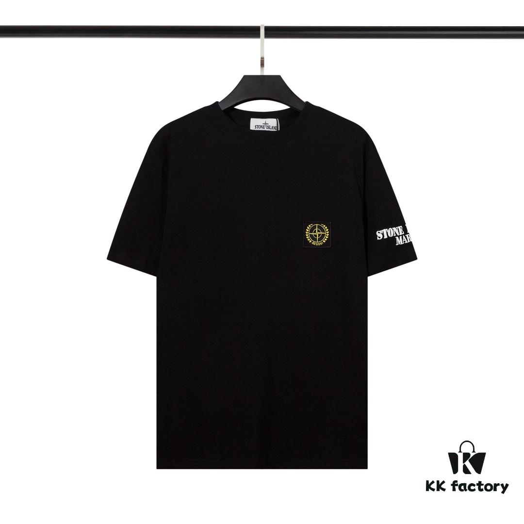 STONE ISLAND Foam Printed Letter T-Shirt in Black and White