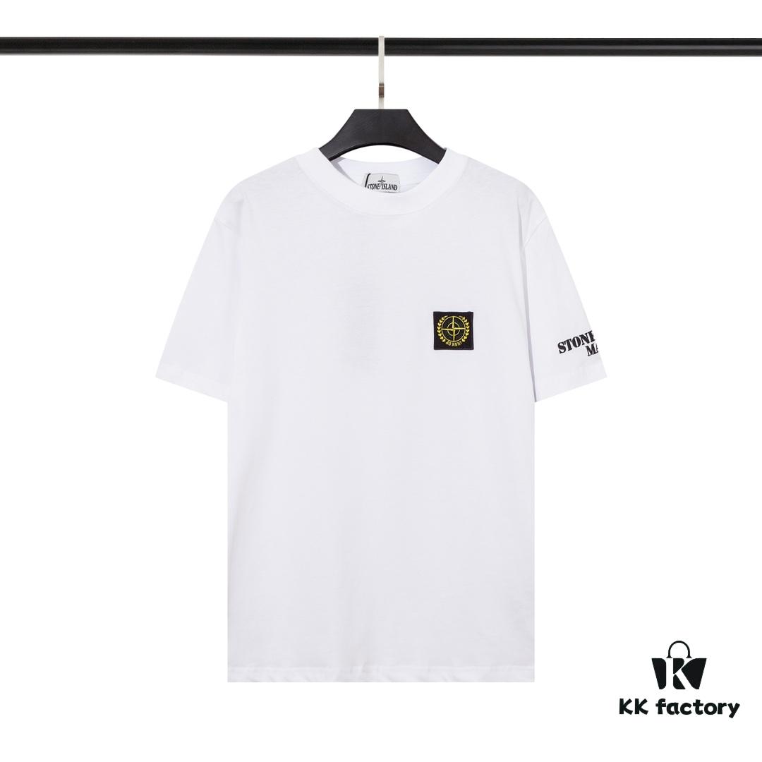 STONE ISLAND Foam Printed Letter T-Shirt in Black and White