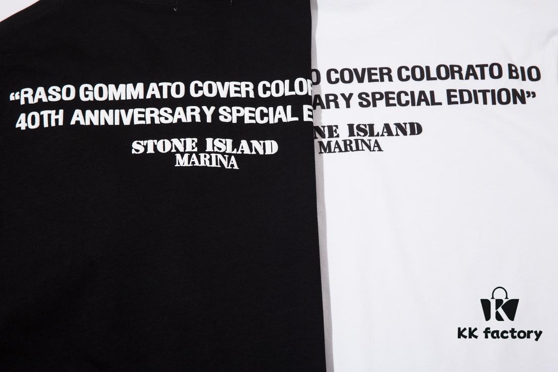 STONE ISLAND Foam Printed Letter T-Shirt in Black and White