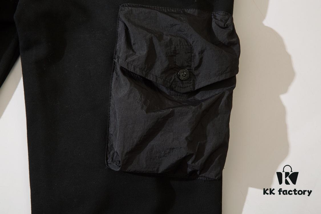 STONE ISLAND (320g Cotton Sweatpants) Multi-Pocket Casual Loose-Fit Full-Length Pants with Drawstring Cuffs. Black. M L XL XXL