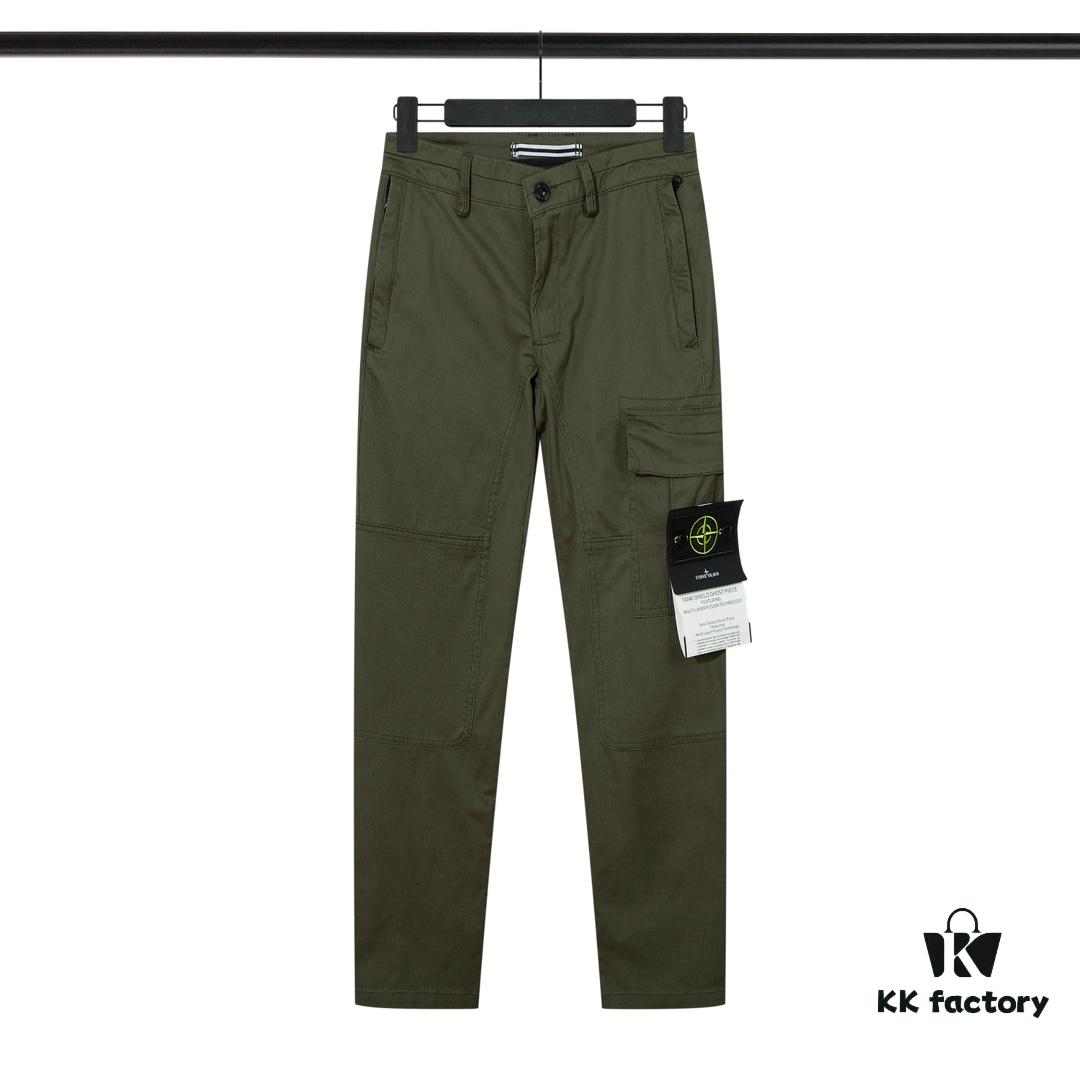 STONE ISLAND Zipper Pocket Elastic Slim-Fit Tactical Pants