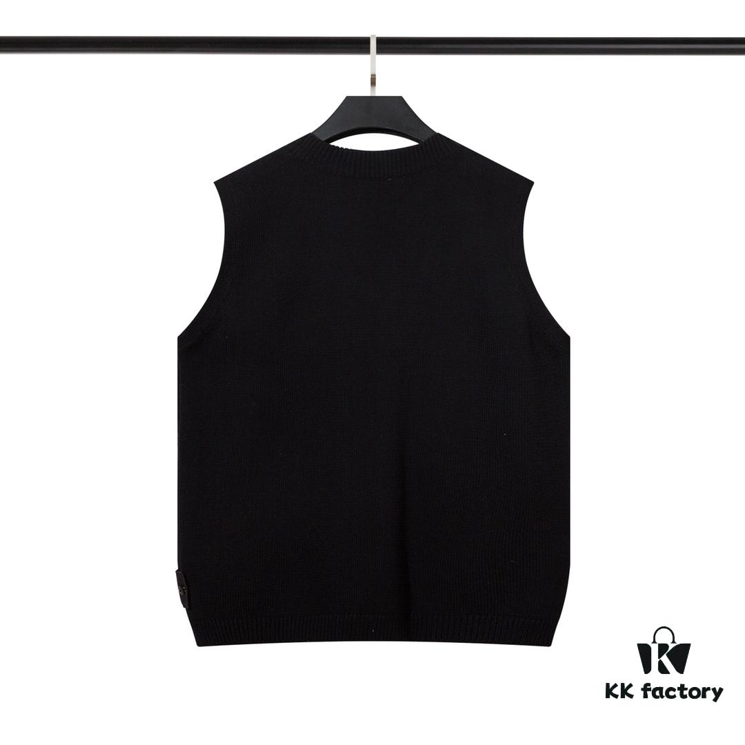 STONE ISLAND Vest with Double Zipper Sweater in Black and White