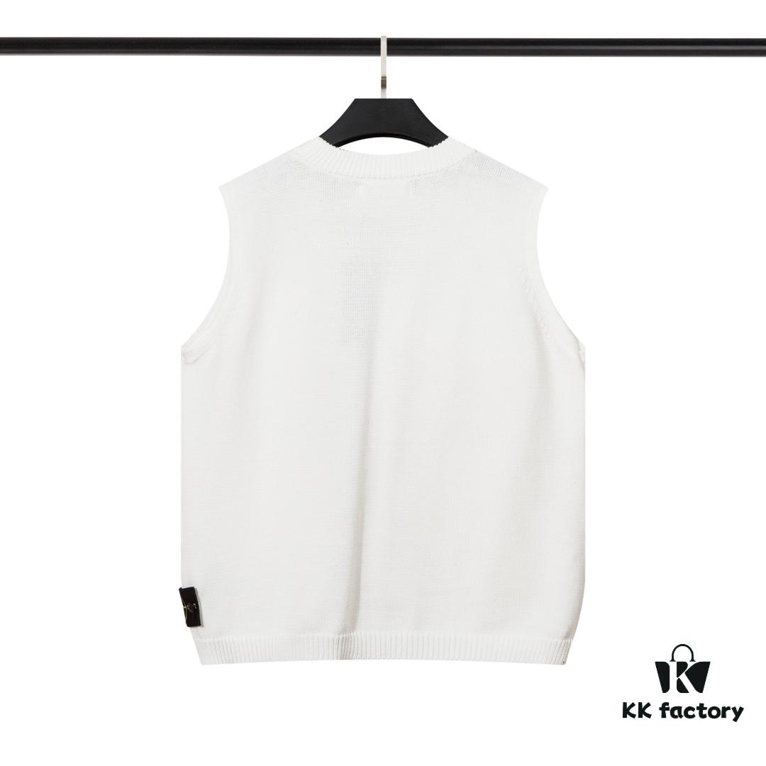 STONE ISLAND Vest with Double Zipper Sweater in Black and White