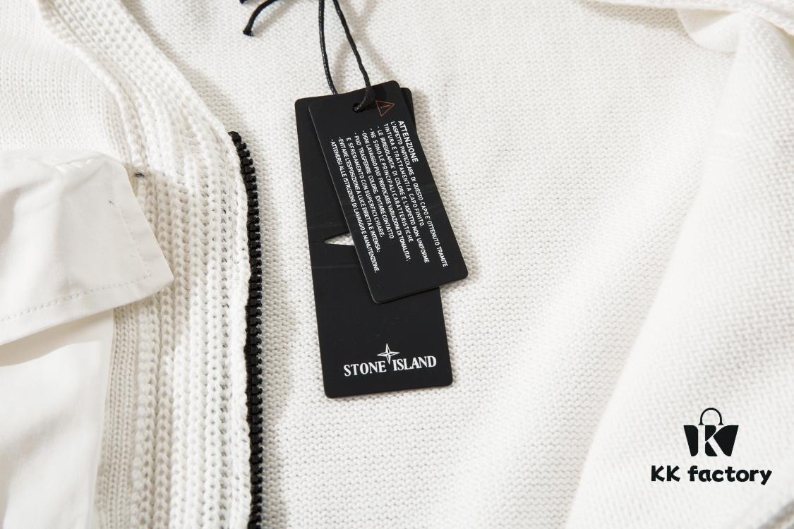 STONE ISLAND Vest with Double Zipper Sweater in Black and White