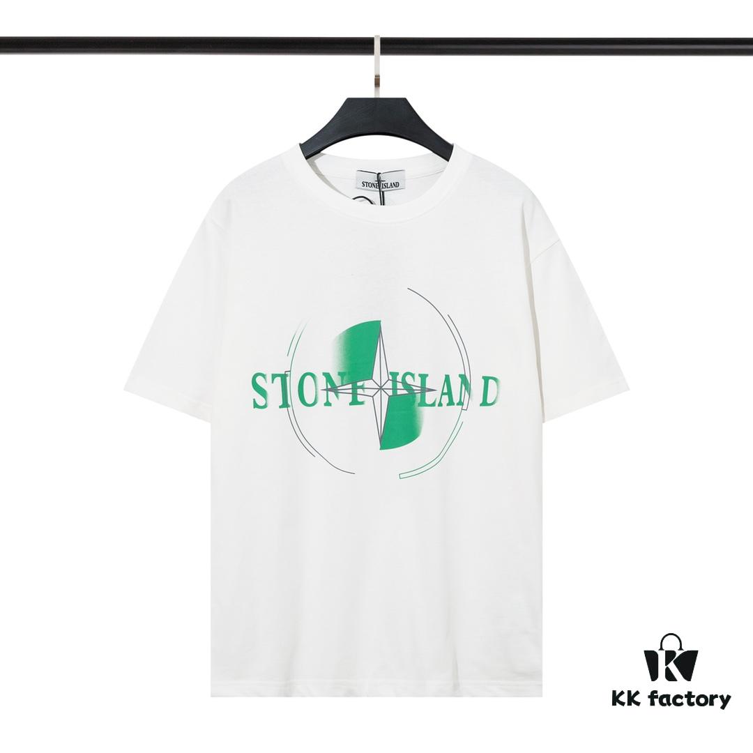 223# STONG ISLAND (230g Double Cotton) Stone Island Front and Back Print T-Shirt. Black White M L XL XXL