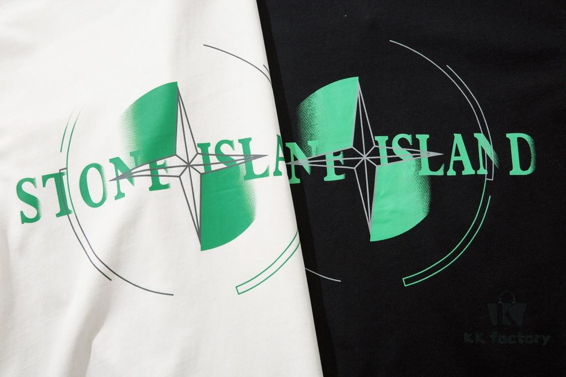 223# STONG ISLAND (230g Double Cotton) Stone Island Front and Back Print T-Shirt. Black White M L XL XXL