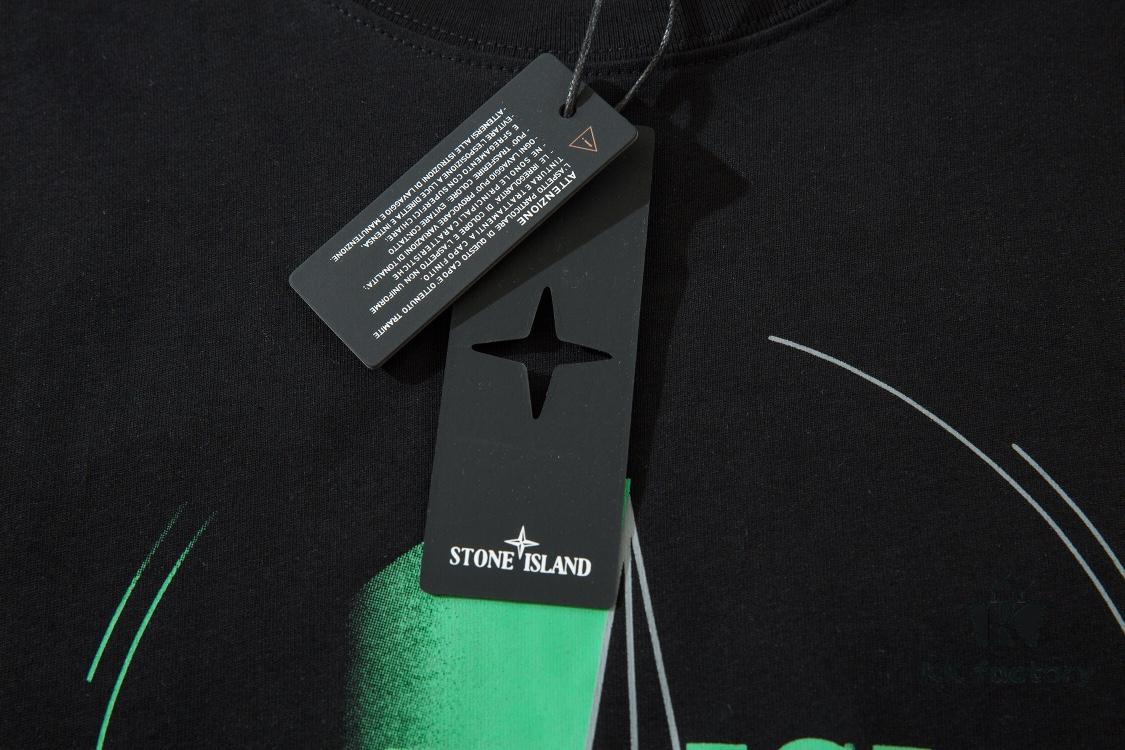 223# STONG ISLAND (230g Double Cotton) Stone Island Front and Back Print T-Shirt. Black White M L XL XXL