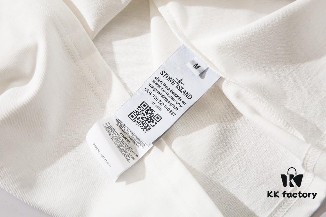 STONE ISLAND (230g 100% Cotton Double Yarn) Terry Embroidery Print T-Shirt in Black and White