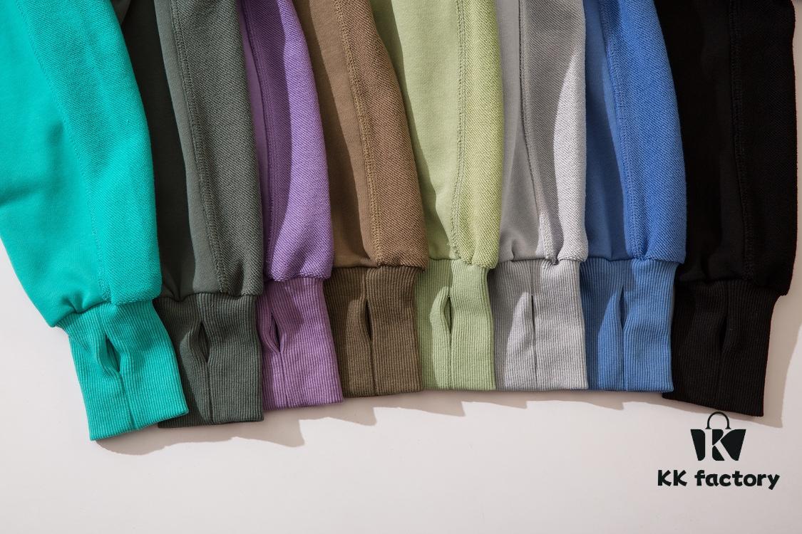 STONE ISLAND (320g Pure Cotton Sweatshirt) Functional Cuff Loose Round Neck Pullover Terry Hoodie in Black, Light Gray, Dark Gray, Coffee, Light Green, Lake Blue, Blue, Purple