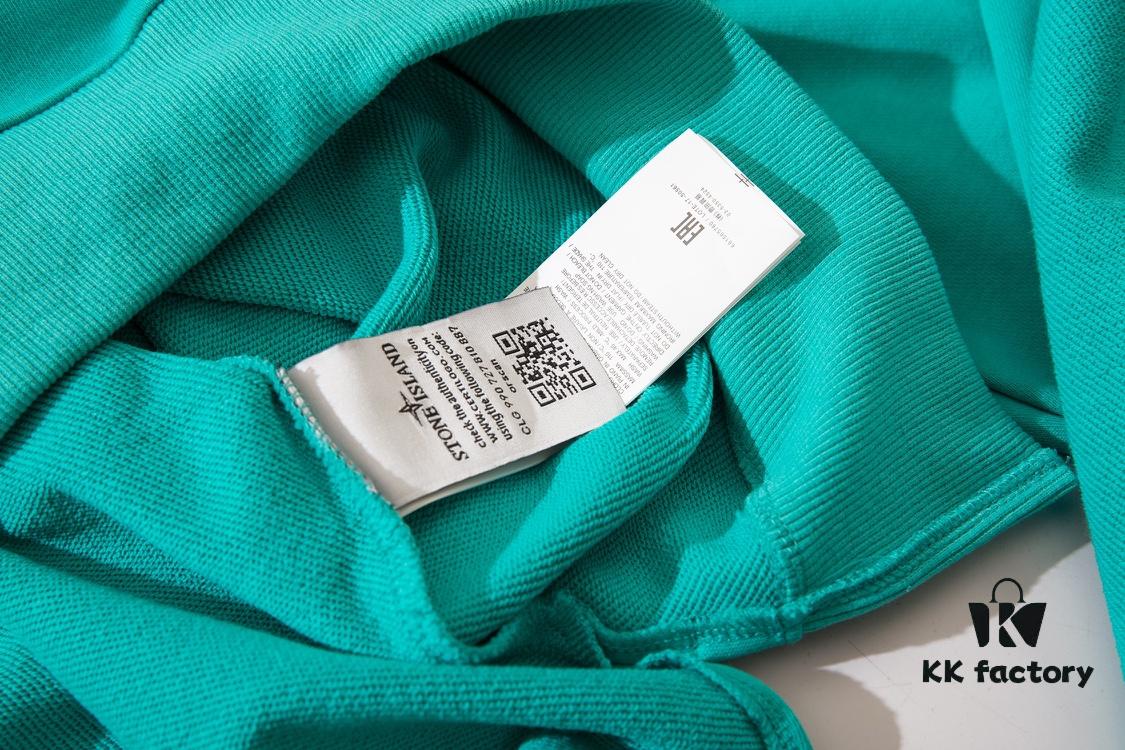 STONE ISLAND (320g Pure Cotton Sweatshirt) Functional Cuff Loose Round Neck Pullover Terry Hoodie in Black, Light Gray, Dark Gray, Coffee, Light Green, Lake Blue, Blue, Purple