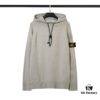 8926# STONE ISLAND Knit Drawstring Hooded Solid Wool Sweater in Black, White, Gray