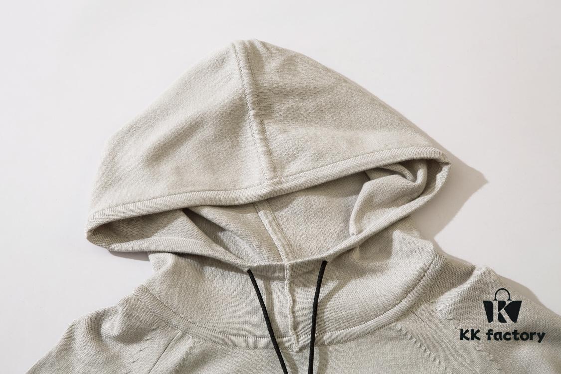 8926# STONE ISLAND Knit Drawstring Hooded Solid Wool Sweater in Black, White, Gray