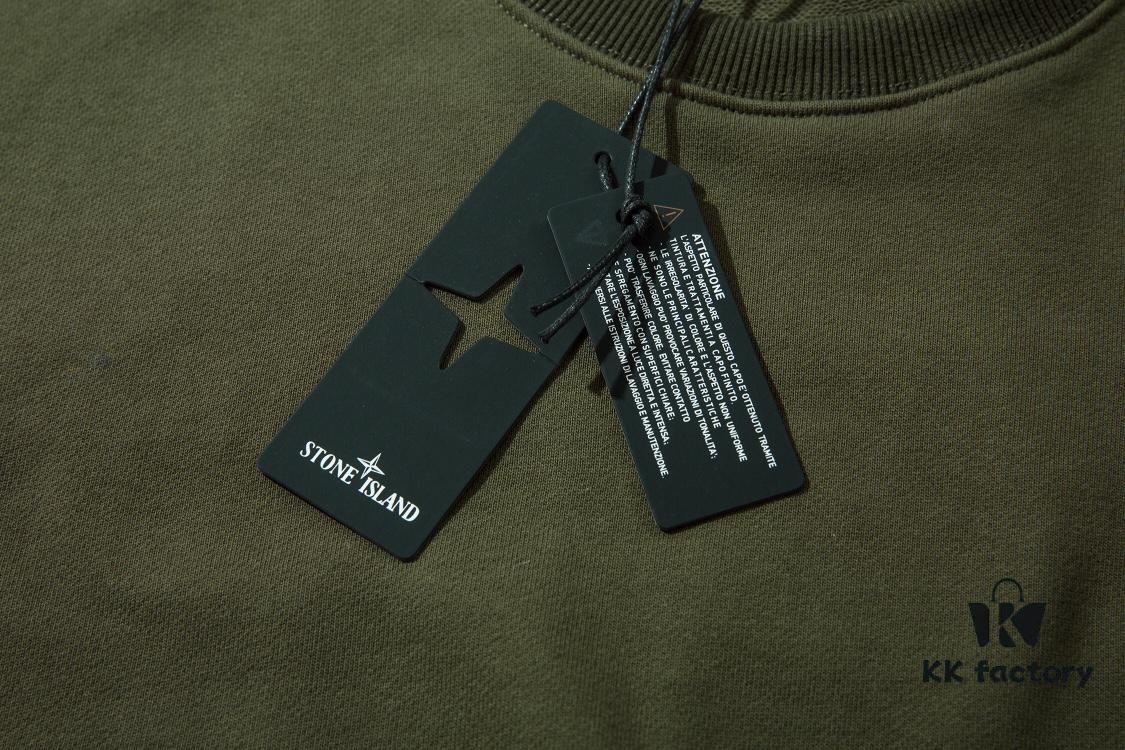 STONE ISLAND 360g Cotton Hooded Sweatshirt with Raised Letter Print and Classic Small Logo, Crew Neck Loose Fit Pullover, Black White Green