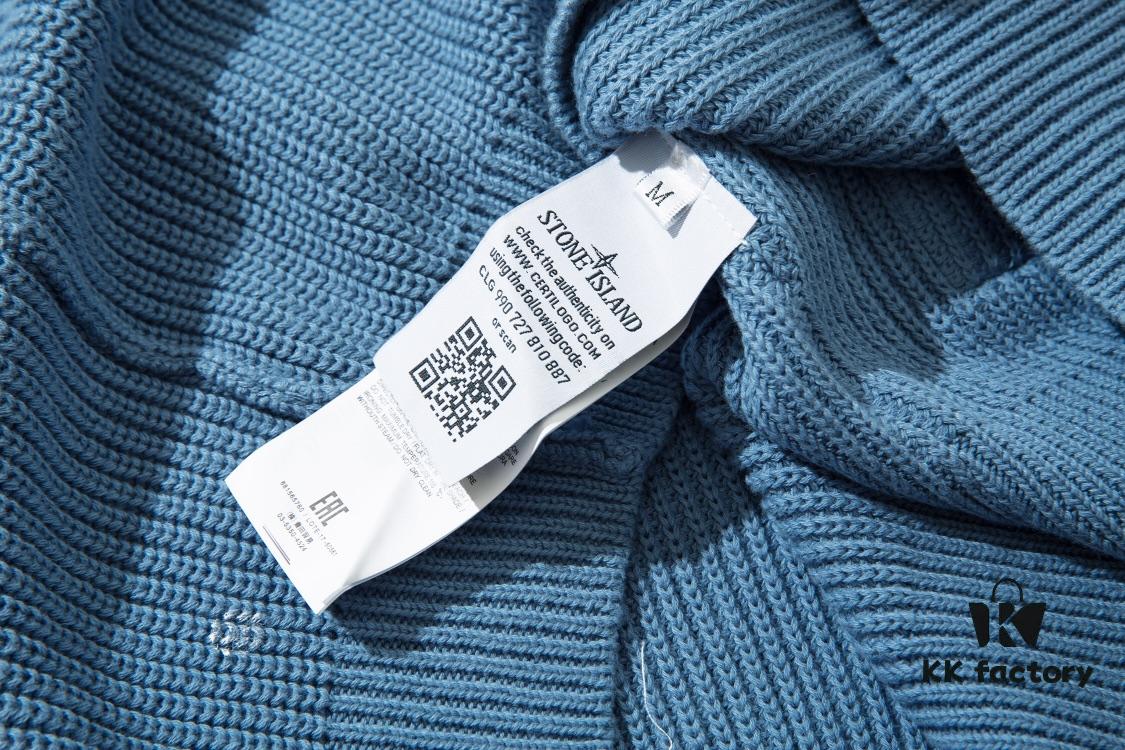 901# STONE ISLAND Classic Small Logo Loose Knit Pullover Sweater in Black, Gray, Blue