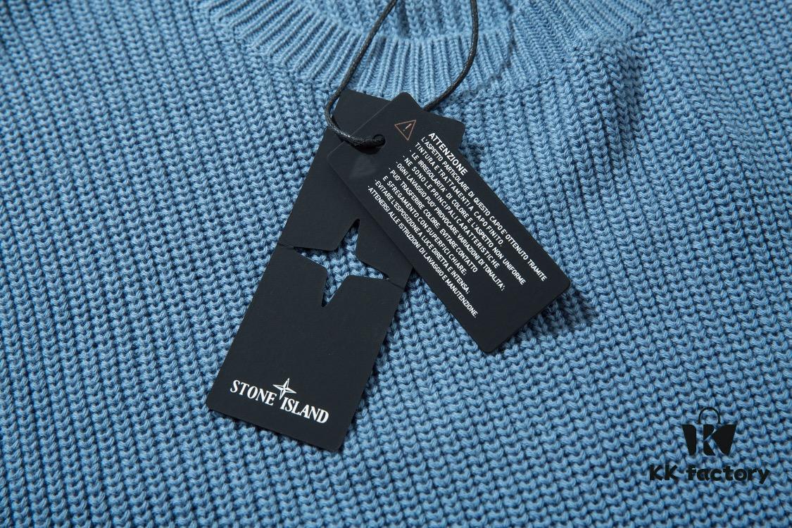 901# STONE ISLAND Classic Small Logo Loose Knit Pullover Sweater in Black, Gray, Blue