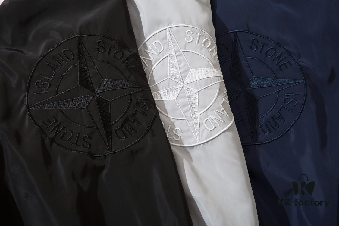 9002# STONE ISLAND Logo Embroidered Functional Jacket Unisex Baseball Outerwear in Black, Royal Blue, Gray