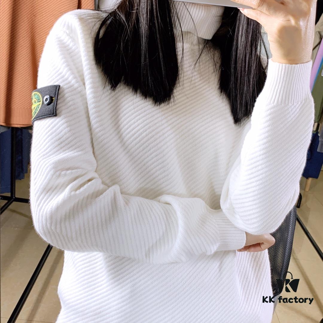 Stone Island Autumn/Winter 20 Knitted Turtleneck Sweater in Twill