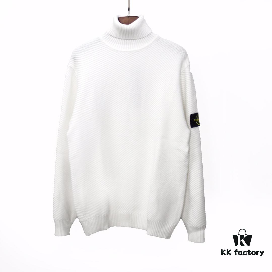 Stone Island Autumn/Winter 20 Knitted Turtleneck Sweater in Twill