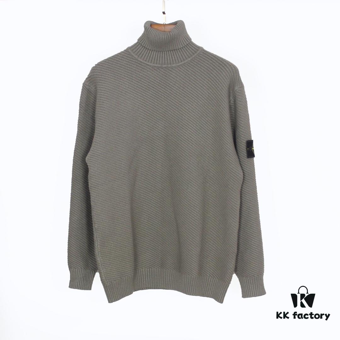 Stone Island Autumn/Winter 20 Knitted Turtleneck Sweater in Twill