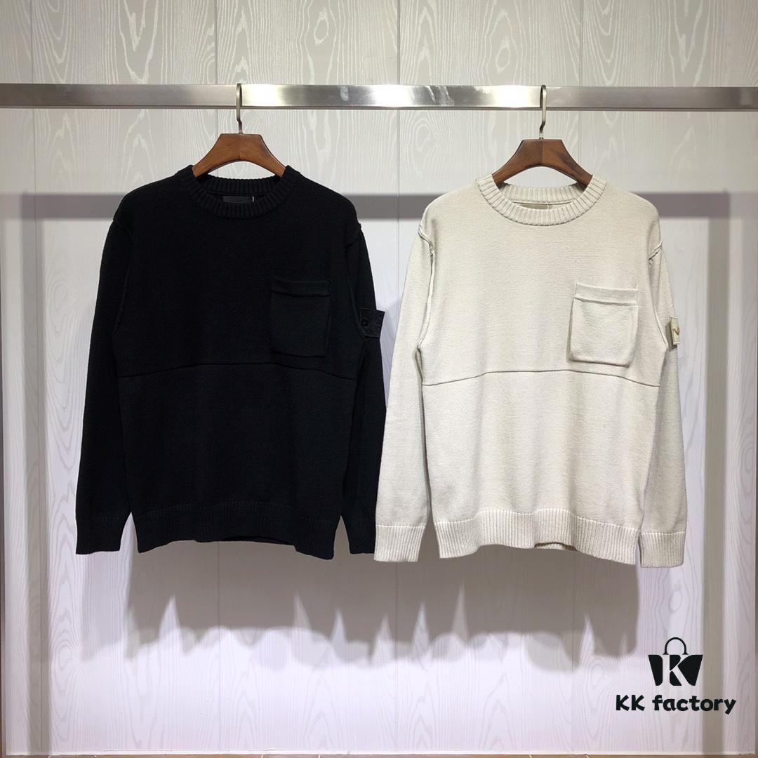 STONE ISLAND GHOST Series Patchwork Pocket Knit Pullover Sweater