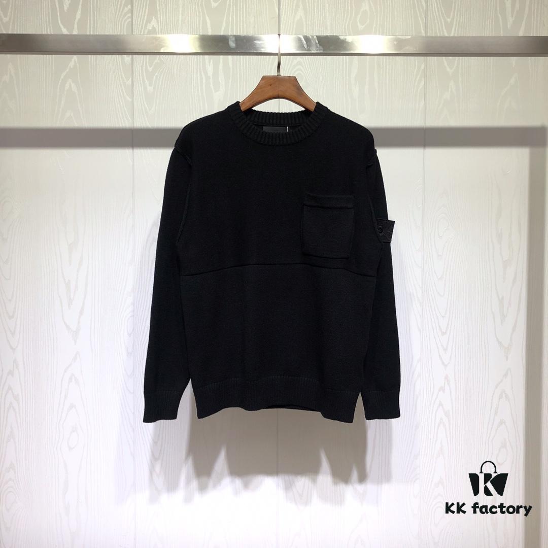 STONE ISLAND GHOST Series Patchwork Pocket Knit Pullover Sweater