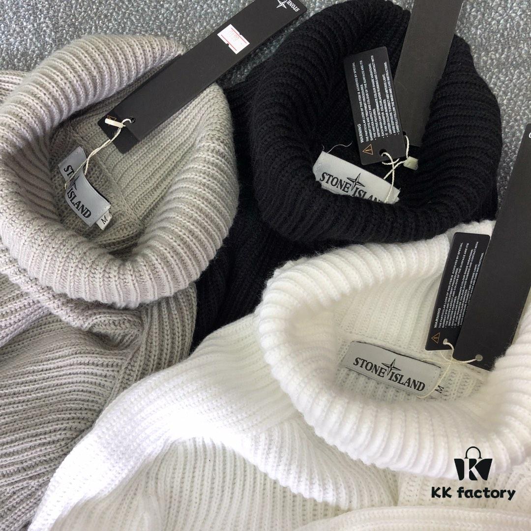 Stone Island 19 Fall/Winter Basic Model with Sleeve Logo Turtleneck Knit Sweater