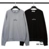 STONE ISLAND (320g Cotton Sweatshirt) Autumn-Winter New Arrival Classic Logo Print Batwing Sleeve Loose Fit Unisex Crewneck Pullover in Black and Grey