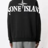 STONE ISLAND (320g Cotton Sweatshirt) Autumn-Winter New Arrival Classic Logo Print Batwing Sleeve Loose Fit Unisex Crewneck Pullover in Black and Grey